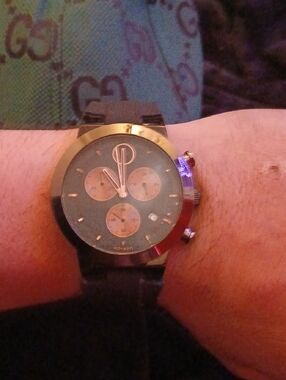 Authentic Nee Movado Black Watch with Rose Gold Subdials